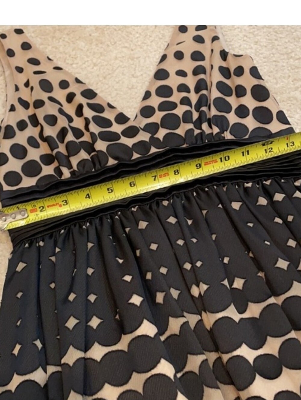 Burlapp By Anthropologie Black Polka Dot Beige A-Line Dress - Picture 6 of 7